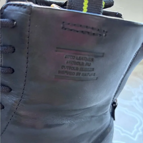 Ecco Women's Black Lace-Up Combat Boots - Picture 3 of 4